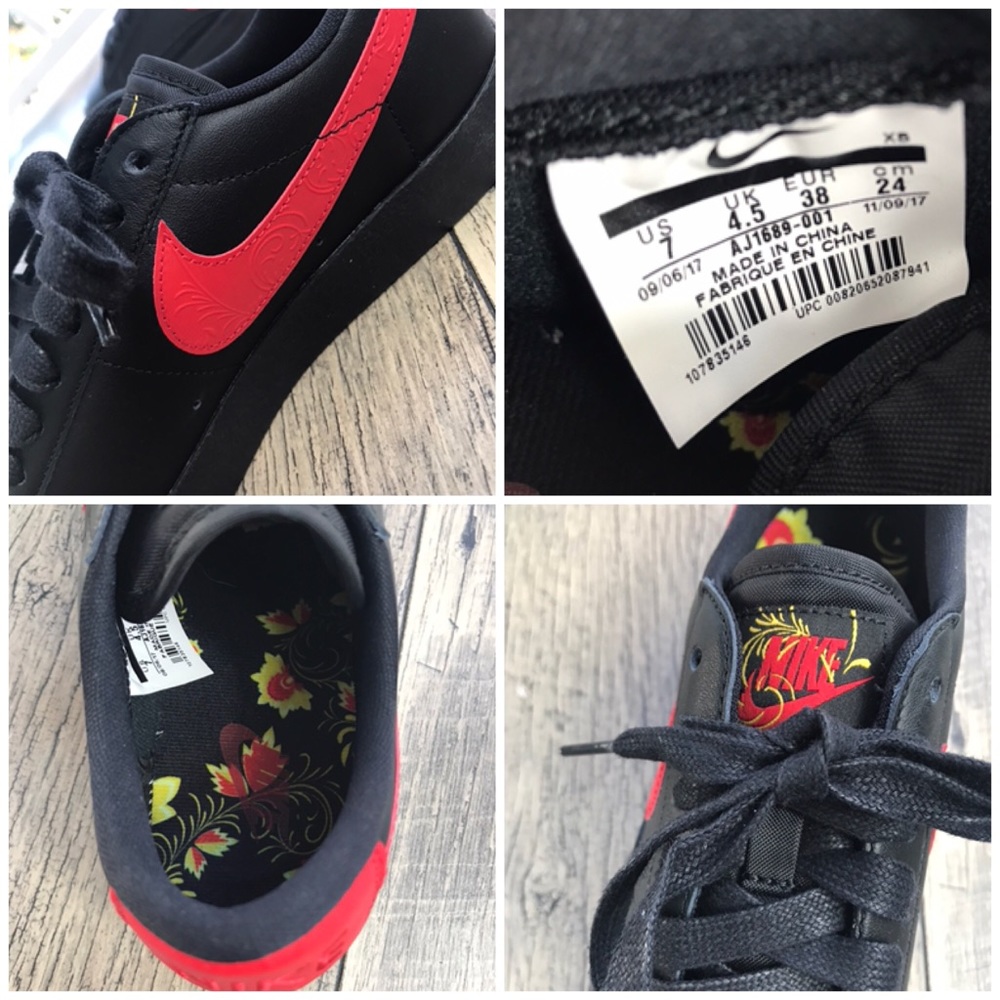 NWT Nike Blazer LowF Black University Red W AUTHEN - Picture 7 of 7